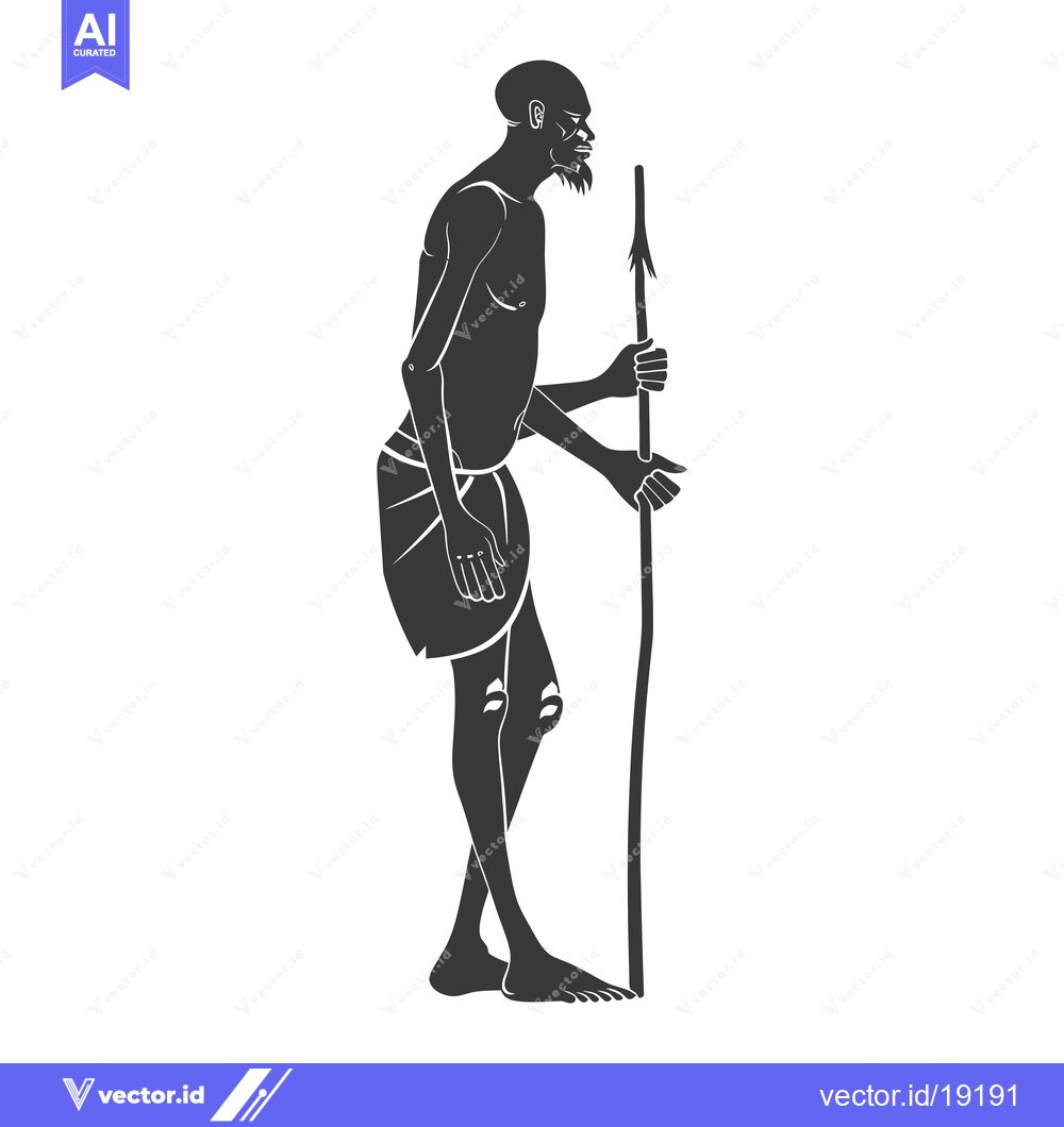 Premium Vector dari A Silhouette of a Tribal Man with a Spear