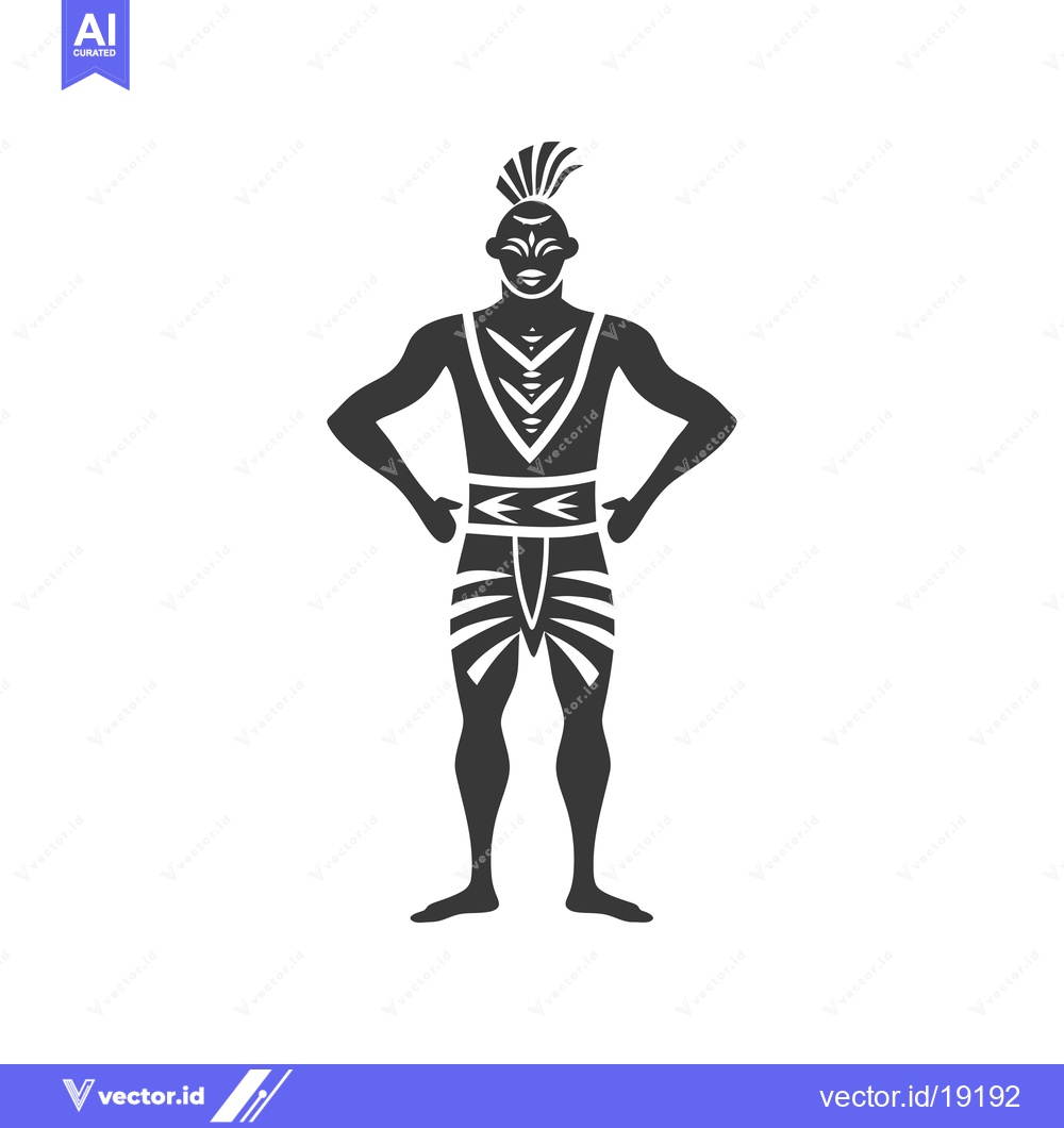 Premium Vector dari A Silhouette of a Tribal Warrior with Body Art