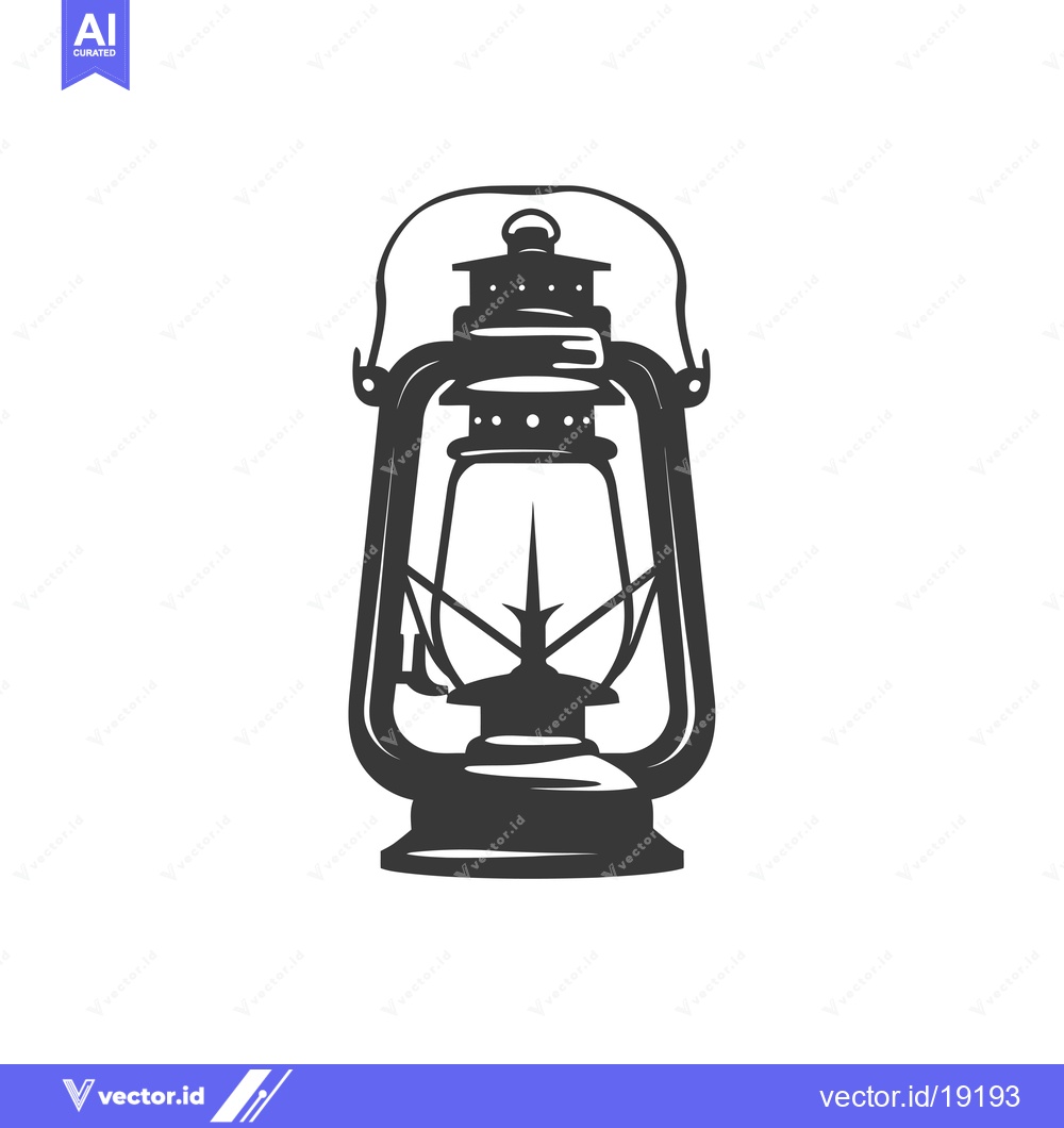 Premium Vector dari A Silhouette of a Vintage Lantern with a Glass Globe