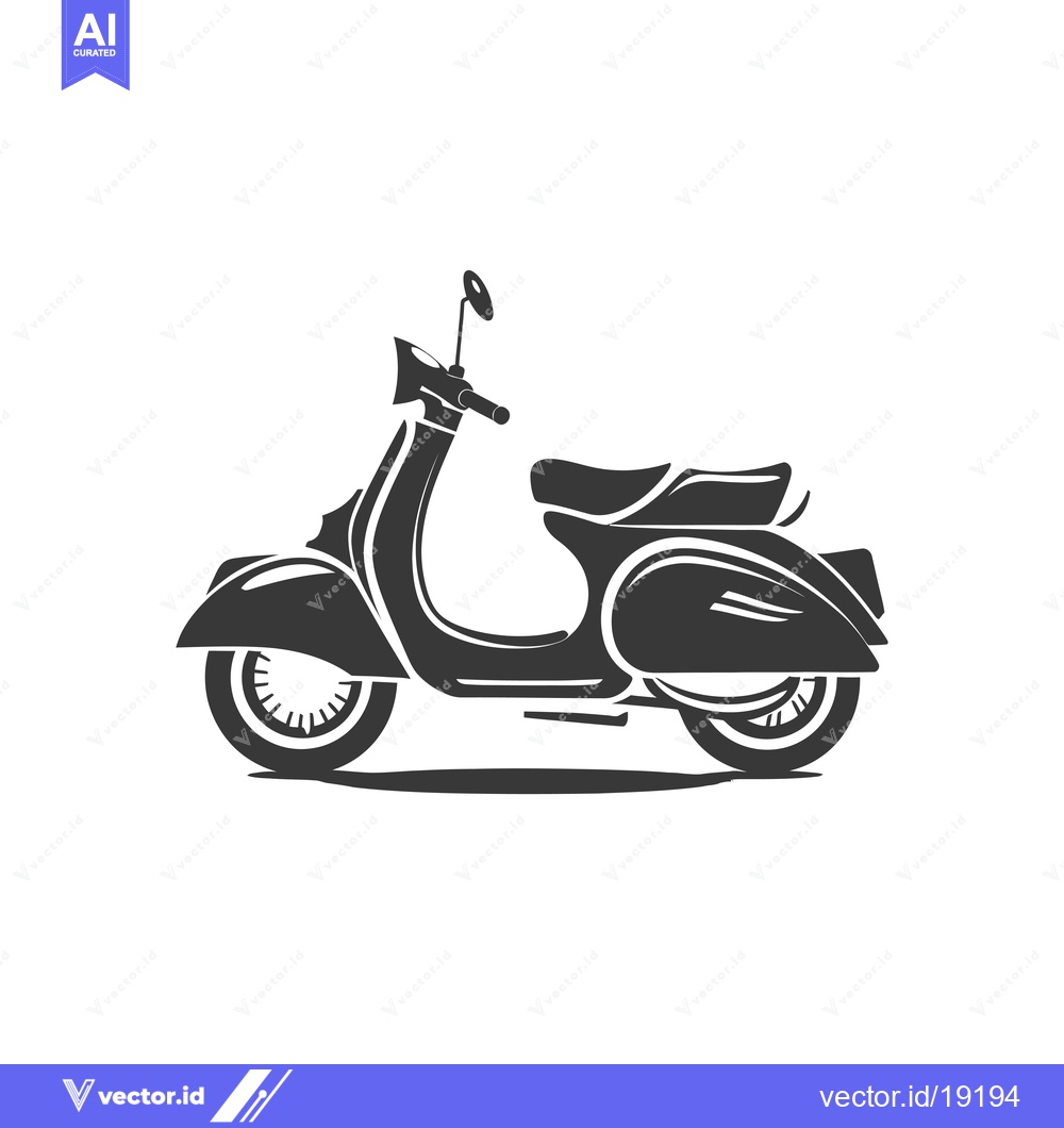 Premium Vector dari A silhouette of a vintage scooter with a shadow underneath