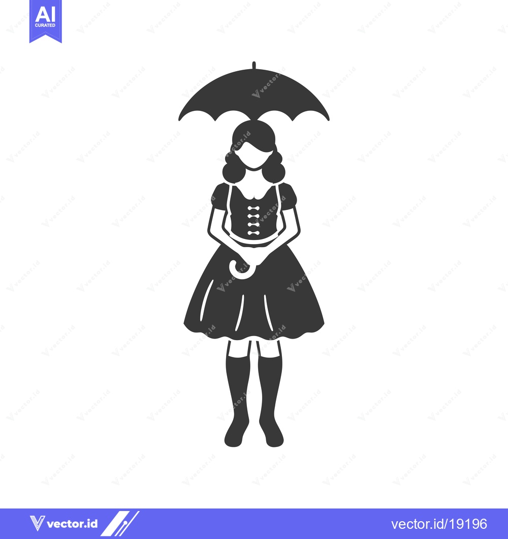 Premium Vector dari A Silhouette of a Woman Holding an Umbrella