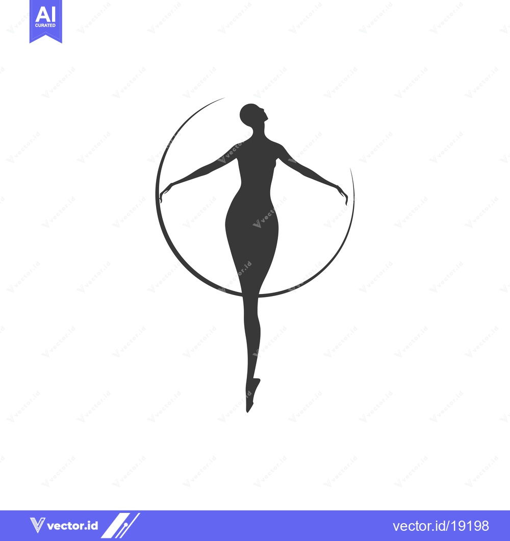 Premium Vector of A silhouette of a woman in a graceful pose, encircled by a line.