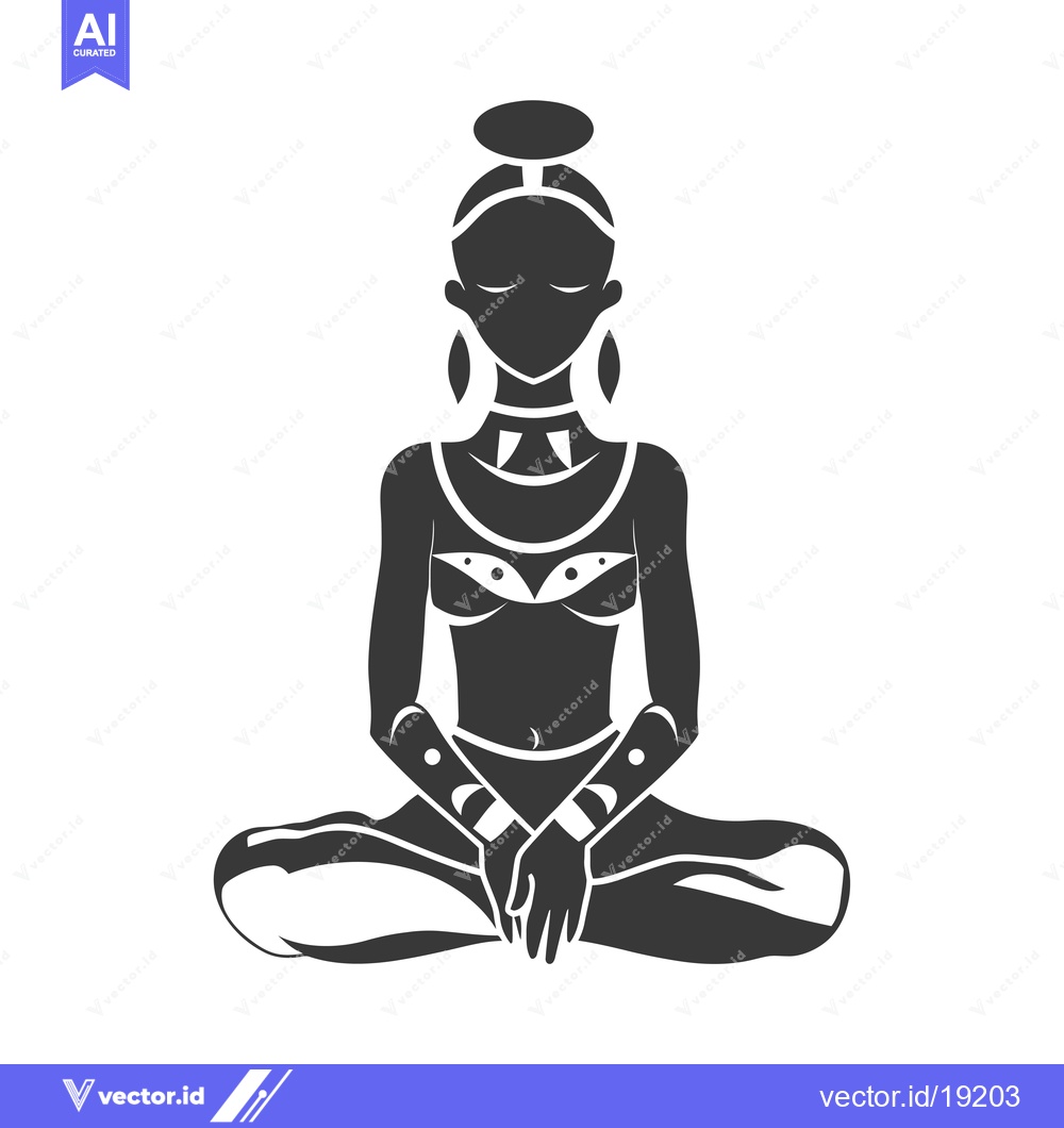 Premium Vector dari A Silhouette of a Woman in Traditional African Attire, Seated in a Med