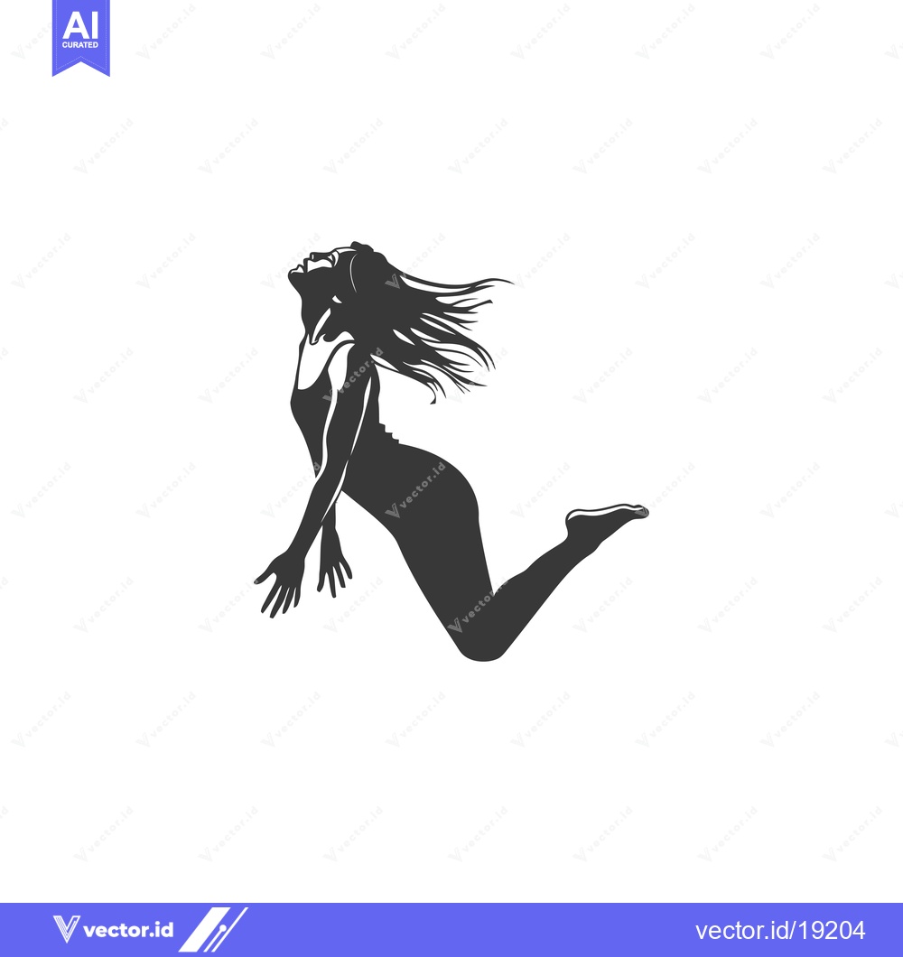 Premium Vector of A silhouette of a woman leaping through the air