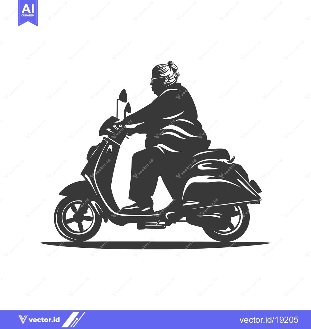 Premium Vector dari A Silhouette of a Woman Riding a Scooter