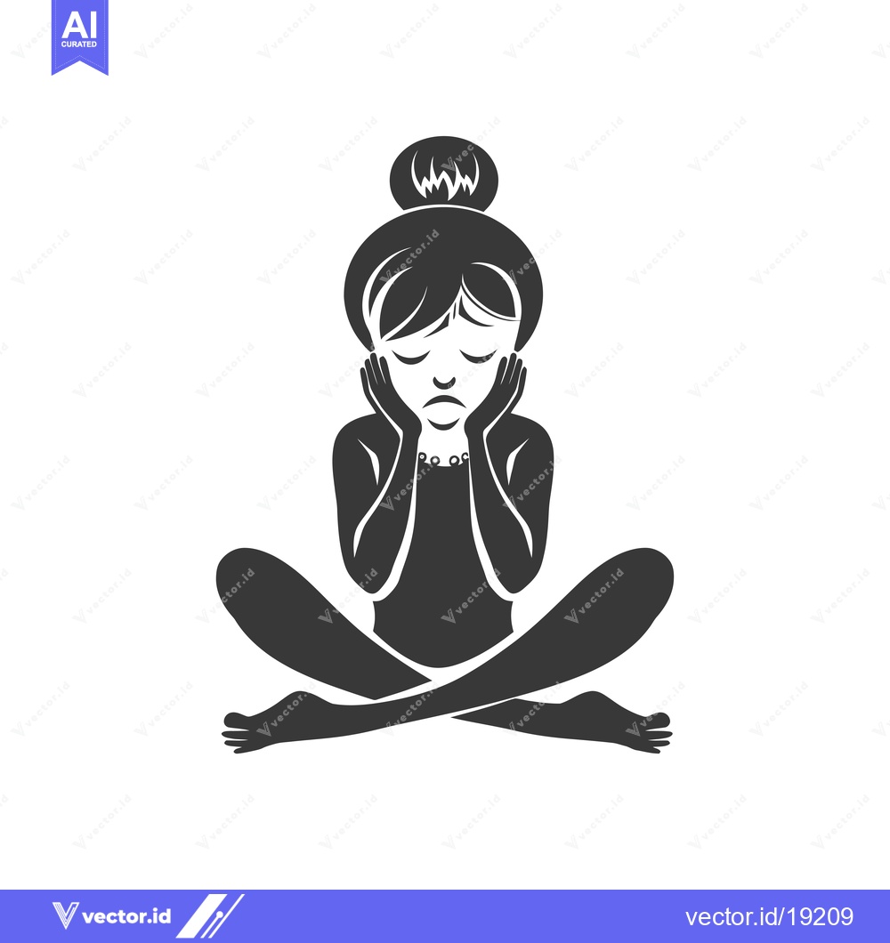Premium Vector dari A Silhouette of a Woman Sitting in a Yoga Position with Her Hands on H