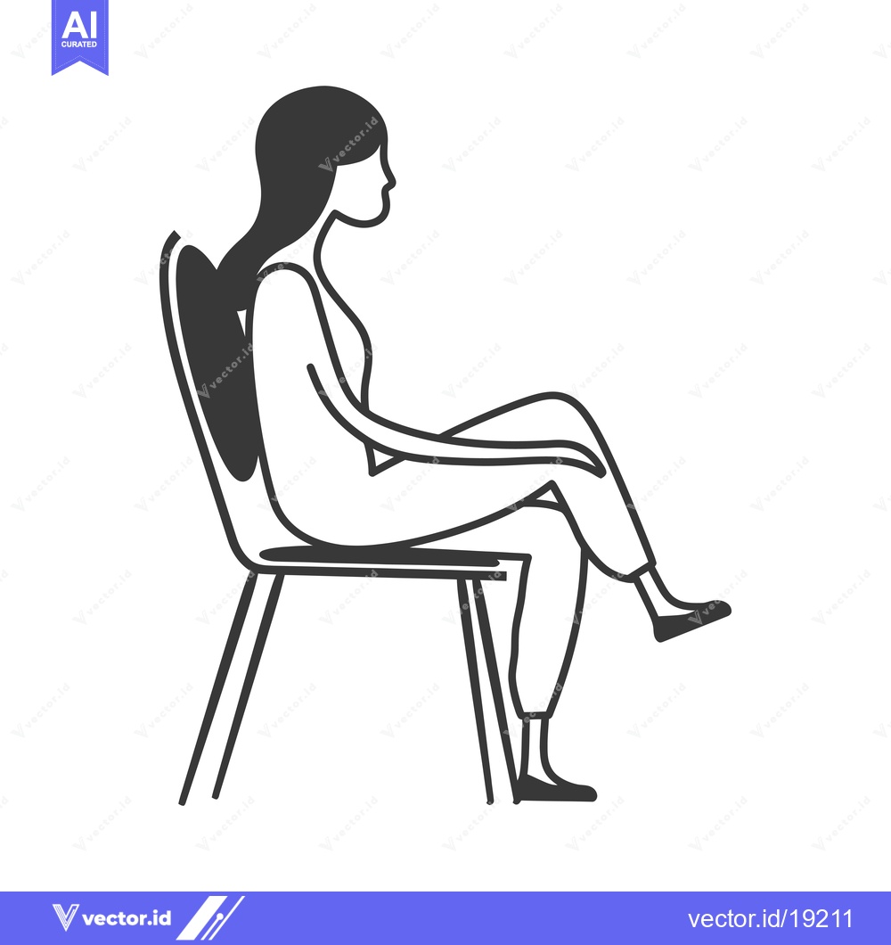 Premium Vector dari A silhouette of a woman sitting on a chair, facing right