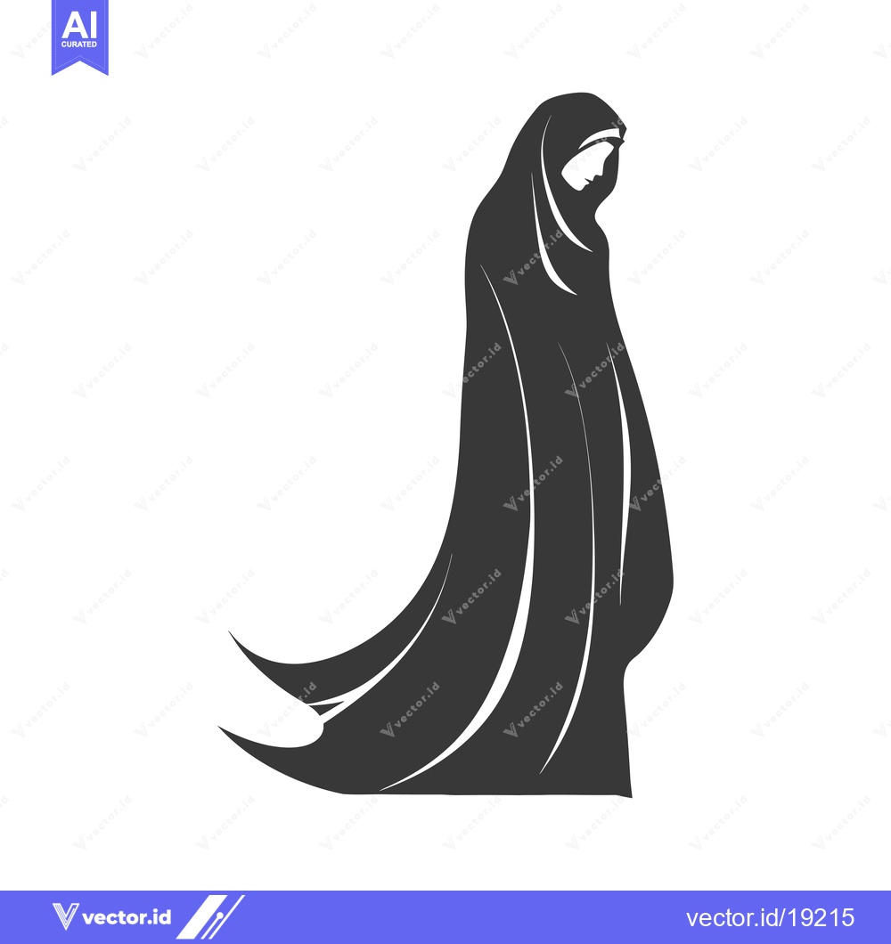 Premium Vector of A Silhouette of a Woman Wearing a Traditional Headscarf