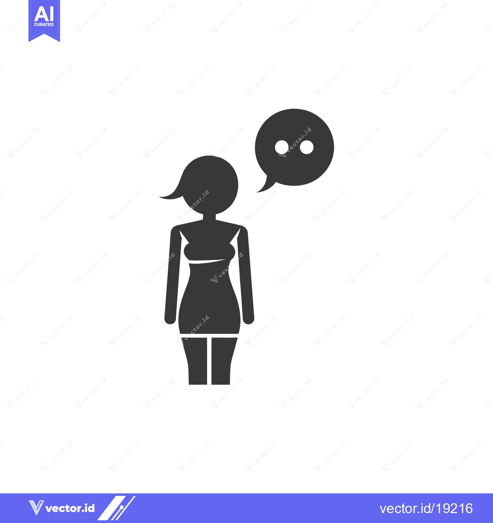 Premium Vector dari A silhouette of a woman with a speech bubble above her head