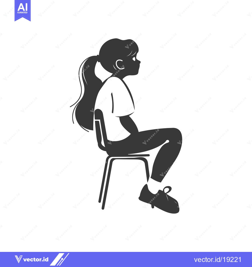 Premium Vector dari A Silhouette of a Young Woman Sitting on a Chair, Looking to the Right
