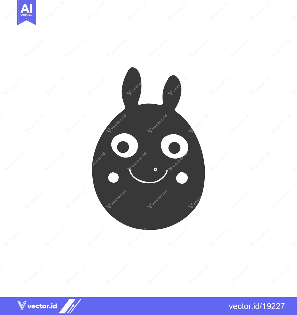 Premium Vector dari A Simple Black and White Cartoon Bunny with a Smile