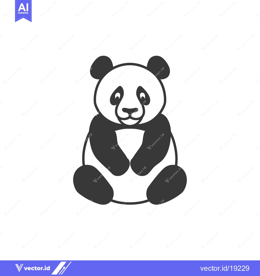Premium Vector dari A simple black and white cartoon illustration of a panda bear