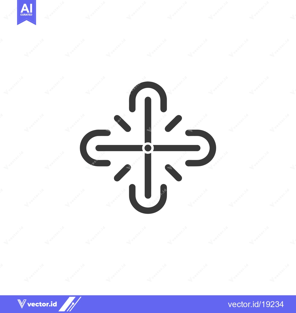 Premium Vector dari A Simple Black and White Cross Shape with Curved Arms and Rays Extendi
