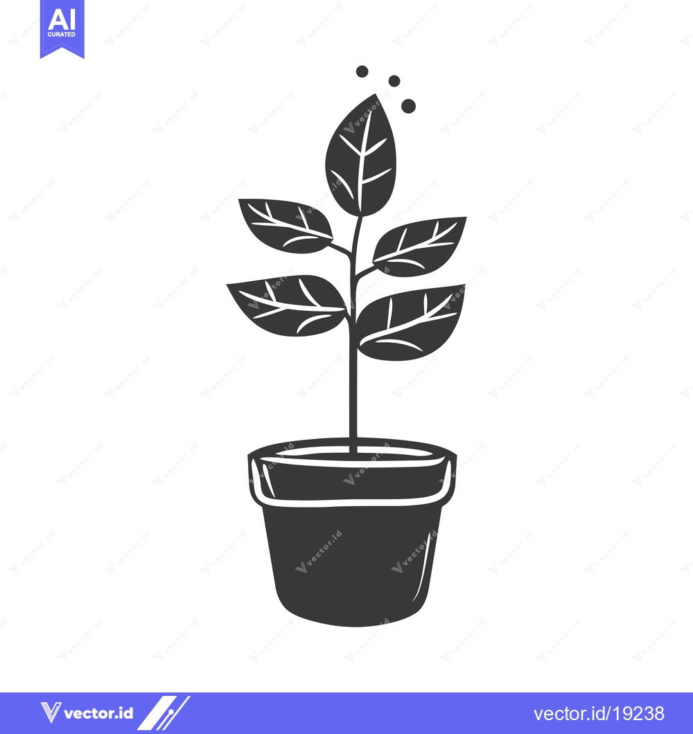 Premium Vector dari A Simple Black and White Drawing of a Potted Plant