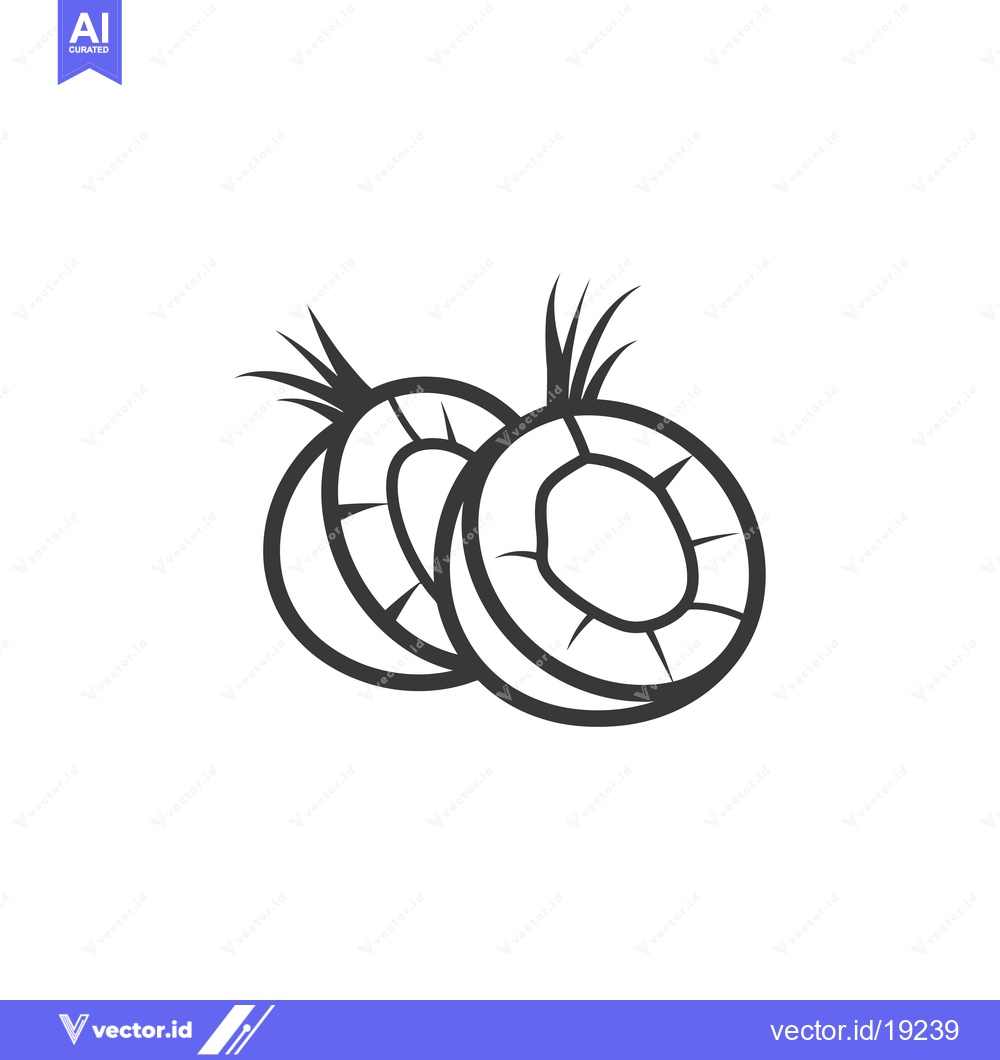 Premium Vector dari A Simple Black and White Drawing of a Sliced Coconut