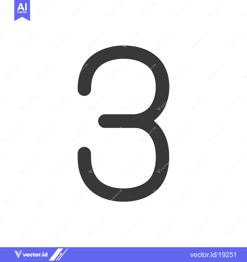 Premium Vector dari A Simple Black And White Icon Depicting The Number Three 1536