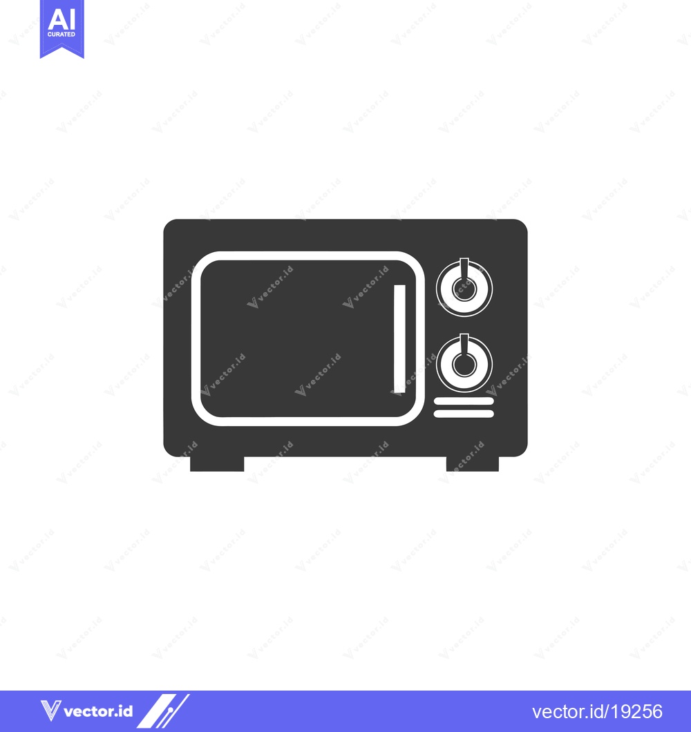 Premium Vector dari A simple black and white icon of a microwave oven