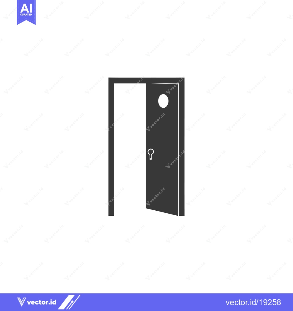 Premium Vector dari A simple black and white icon of an open door