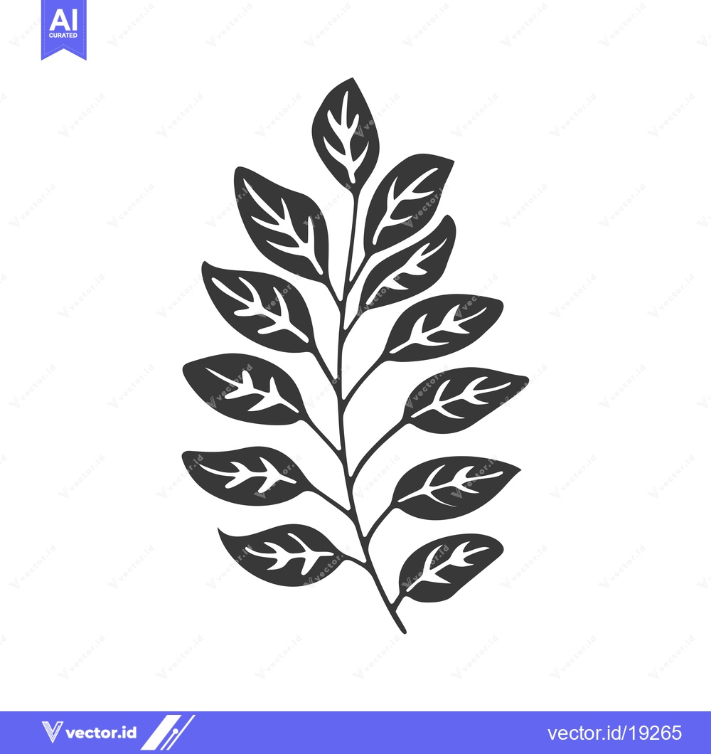 Premium Vector dari A Simple Black and White Illustration of a Branch with Leaves