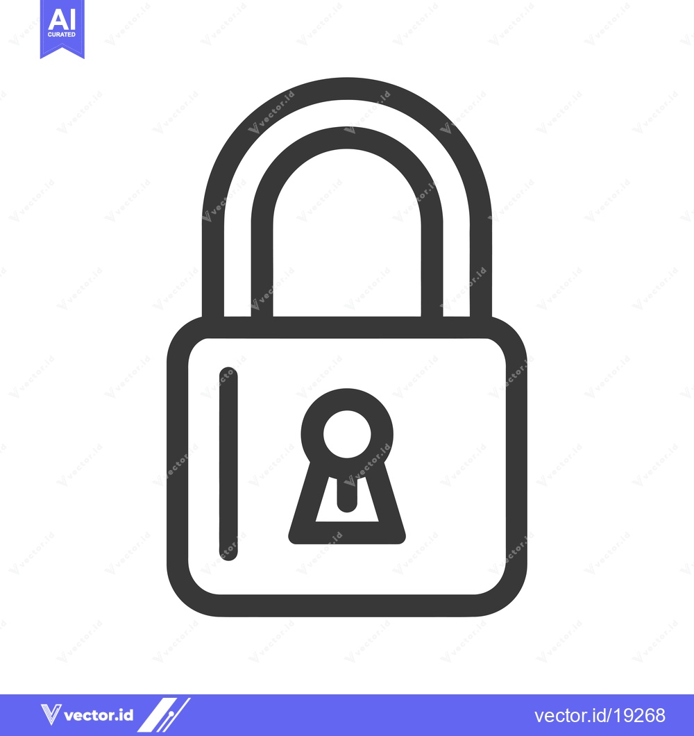Premium Vector of A simple black and white illustration of a closed padlock