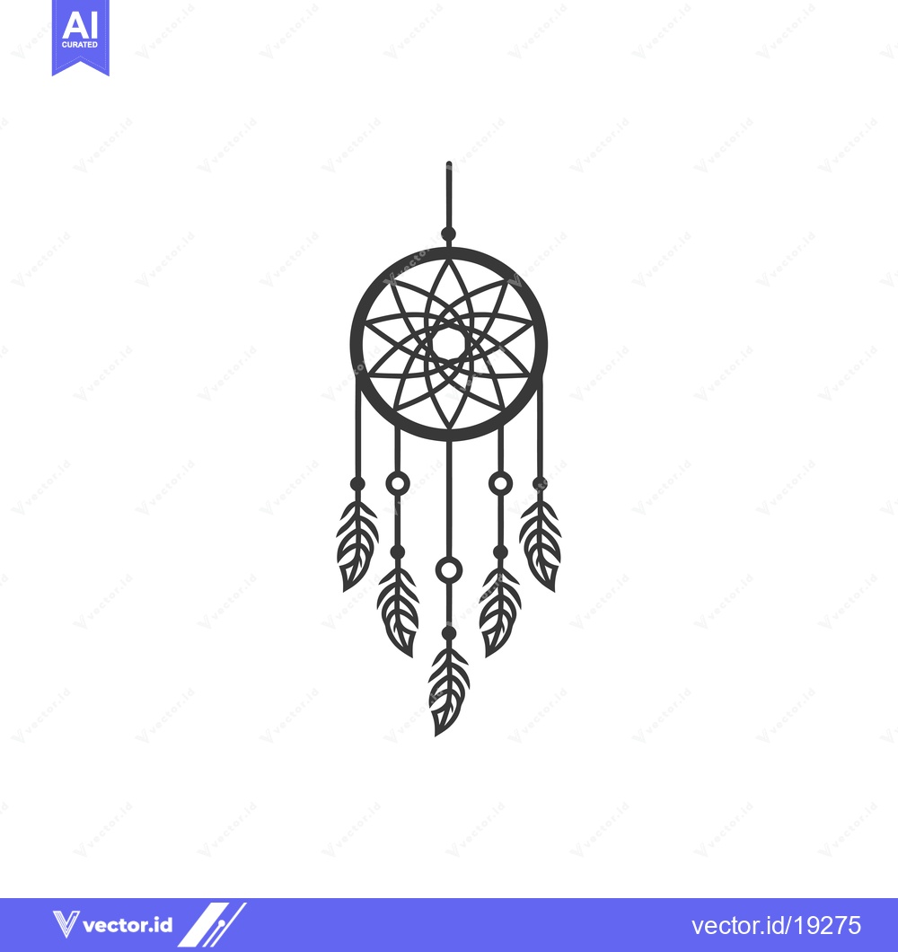 Premium Vector dari A Simple Black and White Illustration of a Dreamcatcher