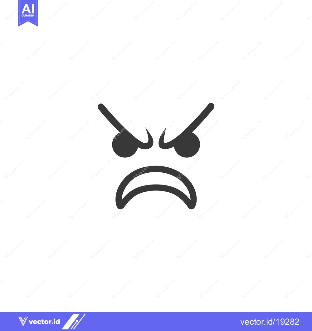 Premium Vector of A Simple Black and White Illustration of an Angry Face