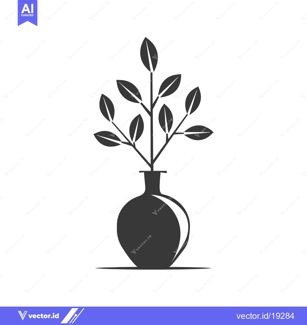 Premium Vector dari A Simple Black and White Illustration of a Plant in a Vase