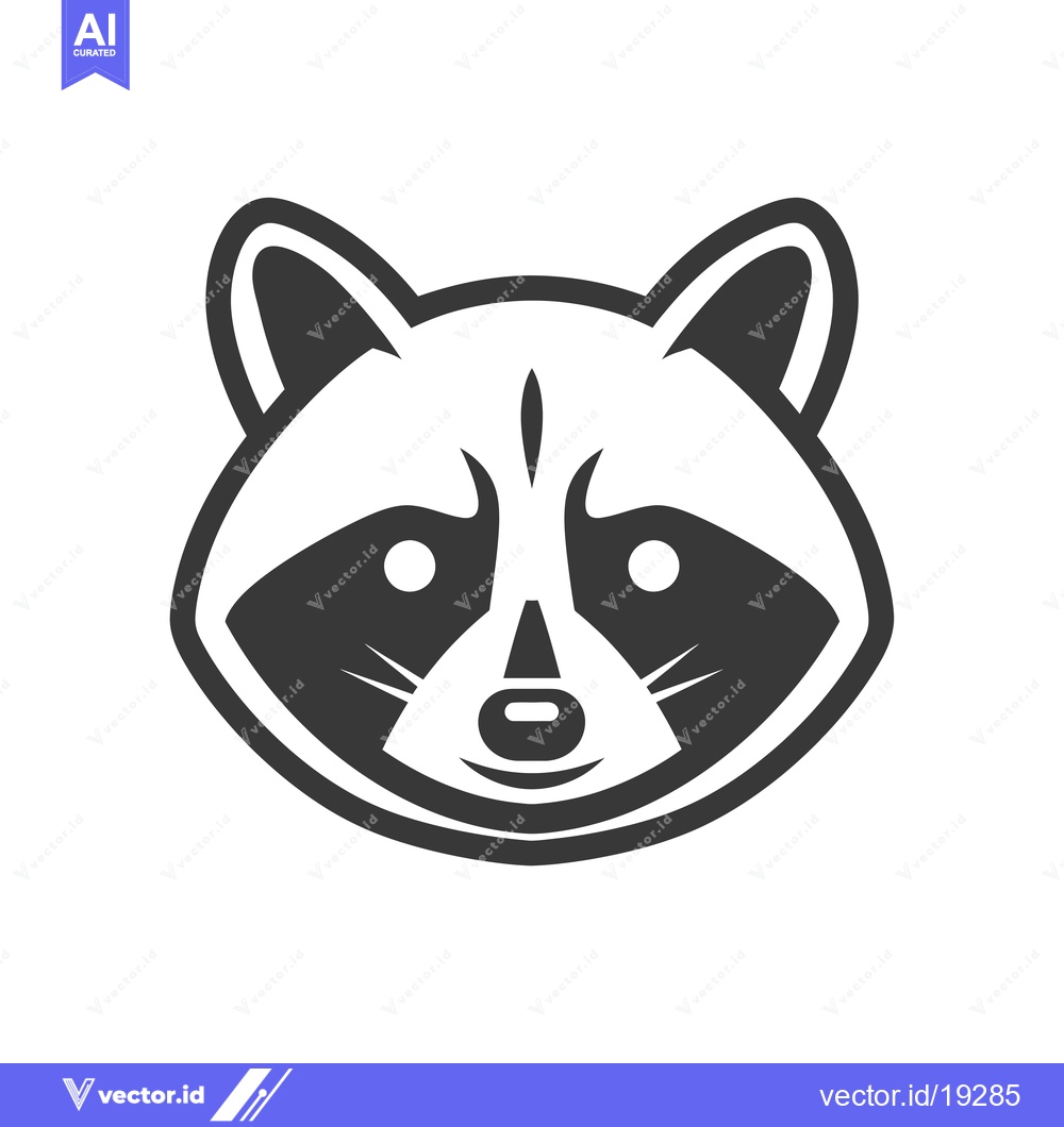 Premium Vector of A Simple Black and White Illustration of a Raccoon's Face
