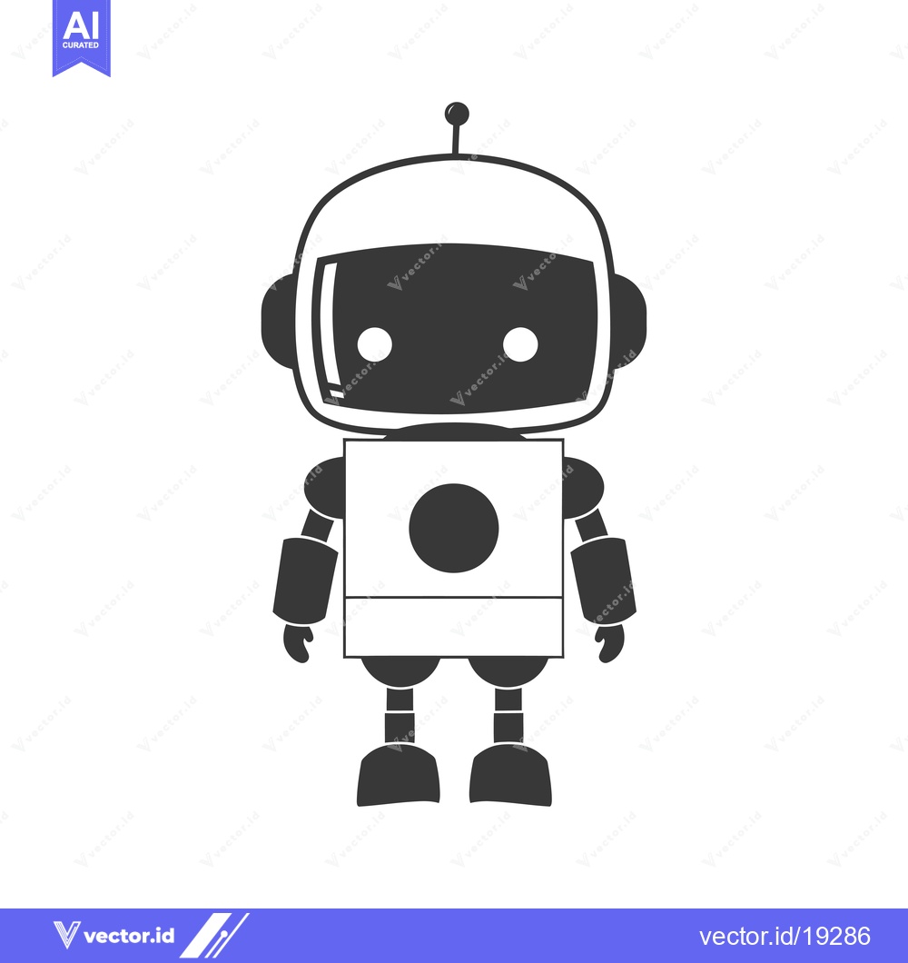 Premium Vector dari A Simple Black and White Illustration of a Robot