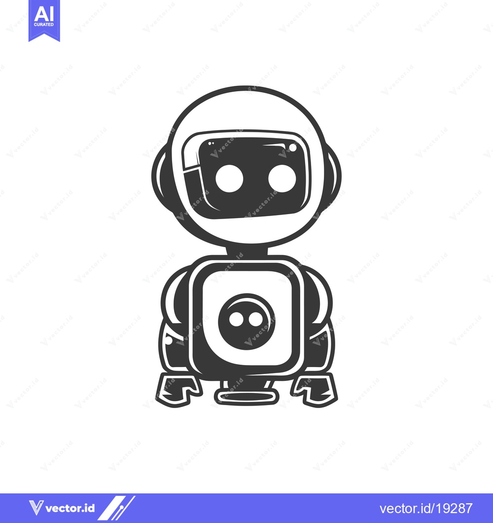 Premium Vector of A Simple Black and White Illustration of a Robot