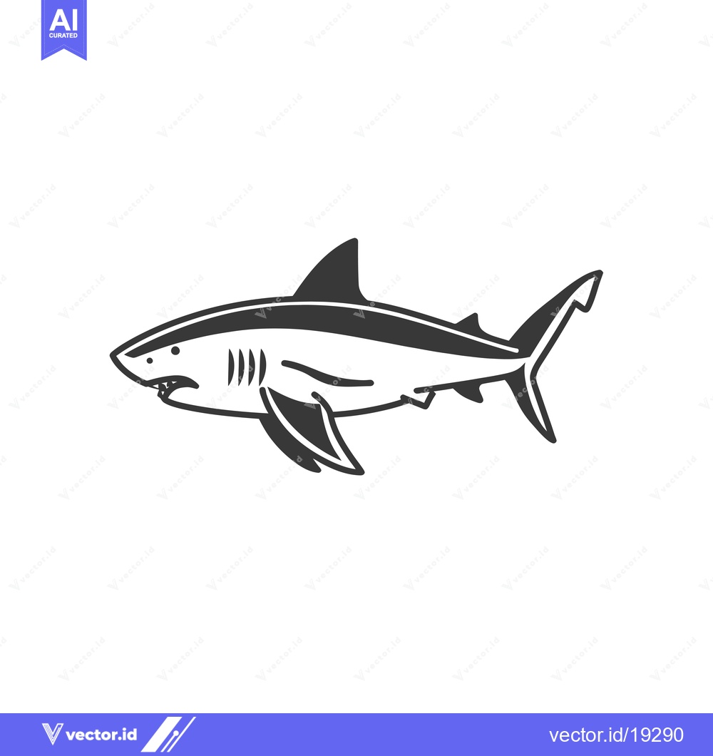 Premium Vector of A simple black and white illustration of a shark