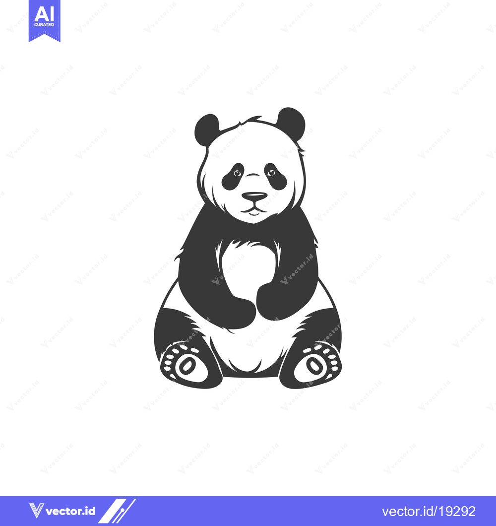 Premium Vector dari A Simple Black and White Illustration of a Sitting Panda