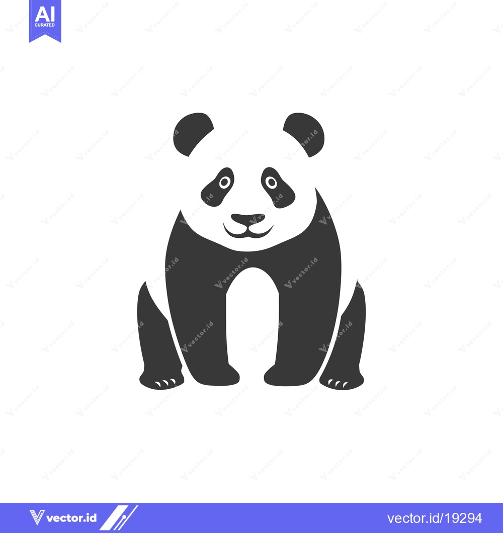 Premium Vector of A Simple Black and White Illustration of a Sitting Panda
