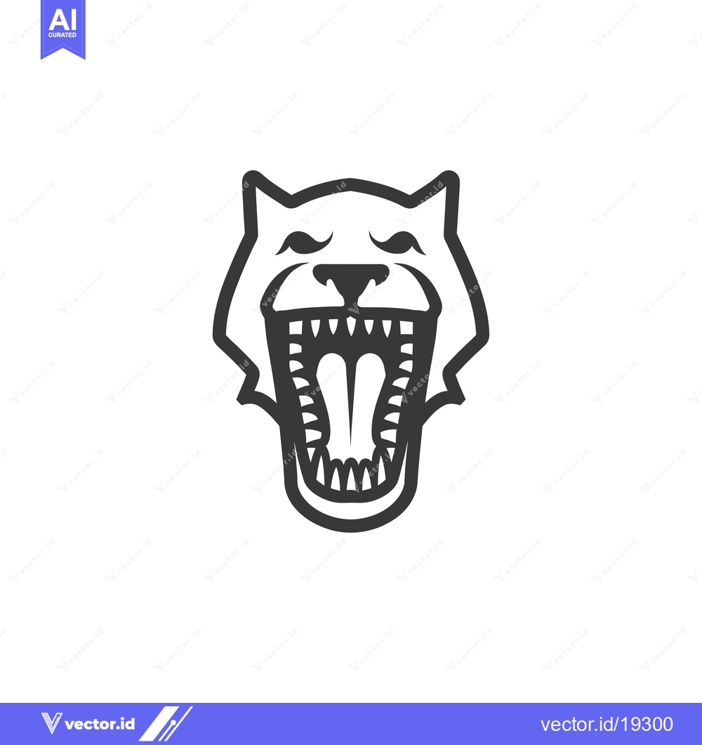 Premium Vector dari A simple, black and white illustration of a snarling wolf or dog's hea