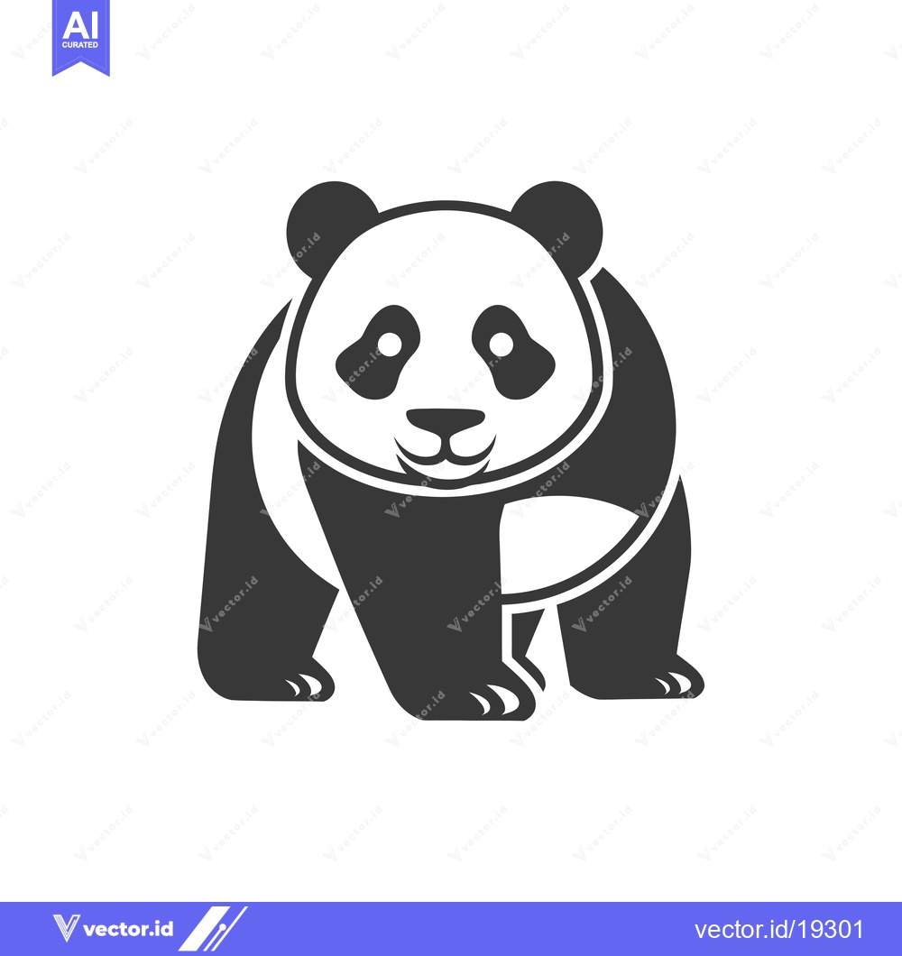 Premium Vector of A Simple Black and White Illustration of a Standing Panda