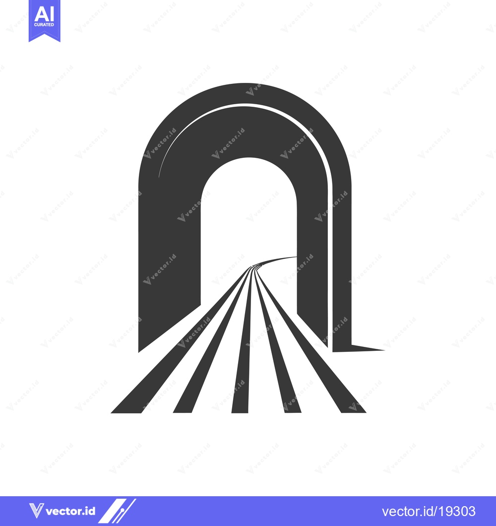 Premium Vector of A Simple Black and White Illustration of a Tunnel with a Road Leading