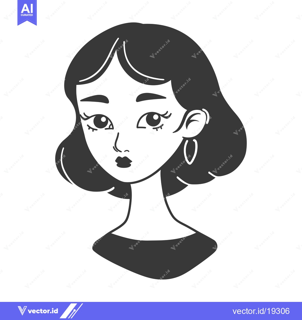 Premium Vector dari A simple black and white illustration of a woman's face