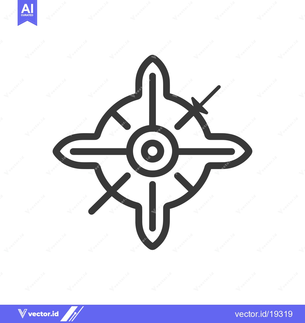 Premium Vector of A simple, black and white line art image of a target with four points
