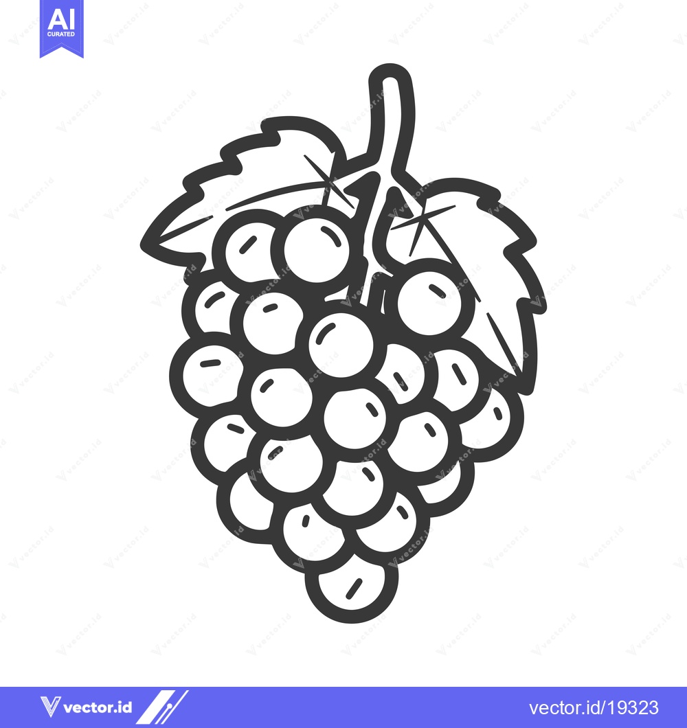 Premium Vector dari A Simple Black and White Line Drawing of a Bunch of Grapes