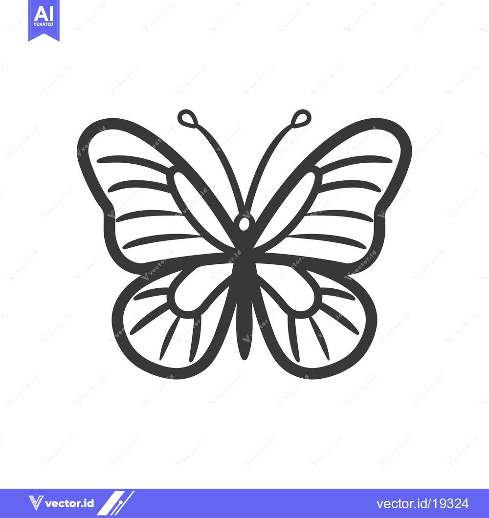 Premium Vector dari A Simple Black and White Line Drawing of a Butterfly