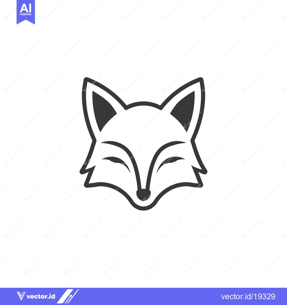 Premium Vector dari A Simple Black and White Line Drawing of a Fox's Face