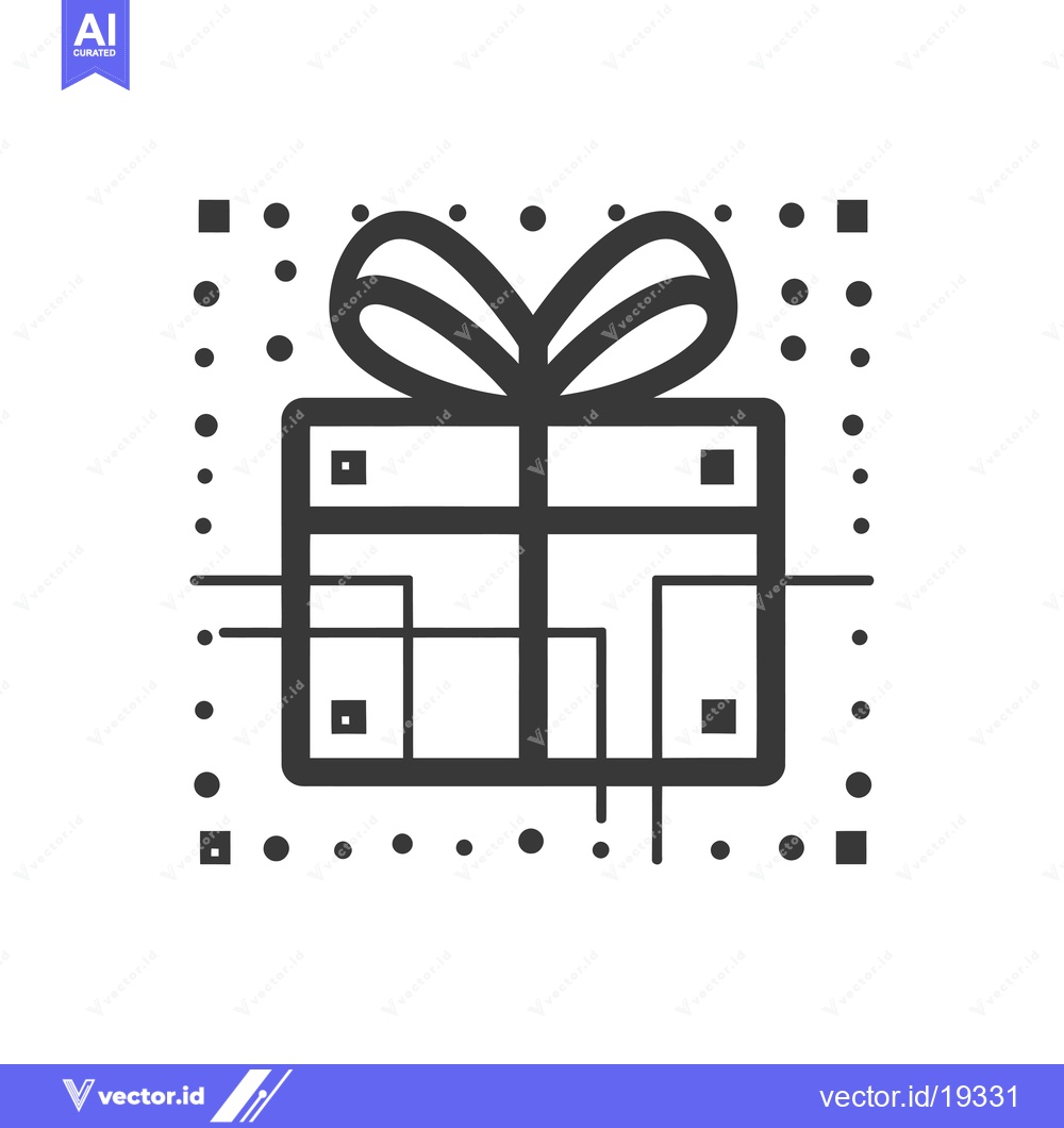 Premium Vector of A Simple Black and White Line Drawing of a Gift Box with a Bow