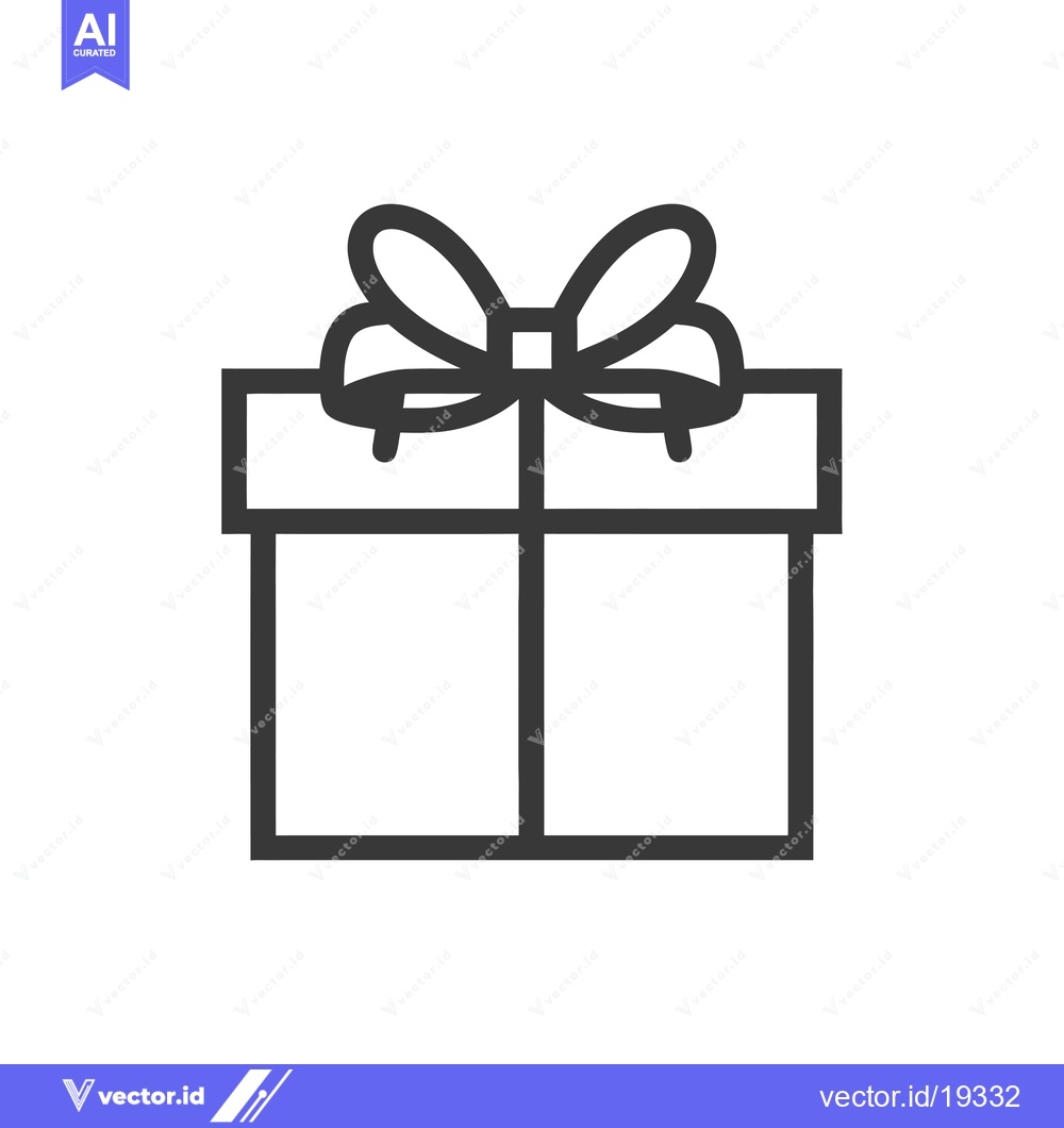 Premium Vector dari A Simple Black and White Line Drawing of a Gift Box with a Bow