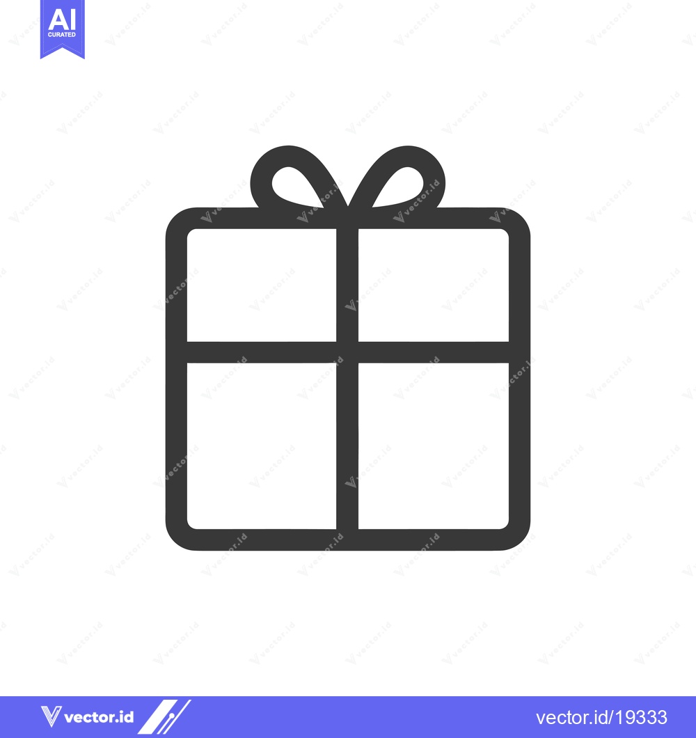 Premium Vector dari A Simple Black and White Line Drawing of a Gift Box with a Bow on Top