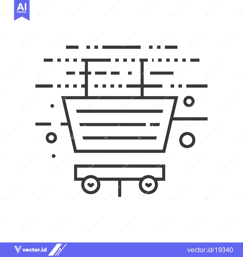 Premium Vector of A simple black and white line drawing of a mining cart on a track