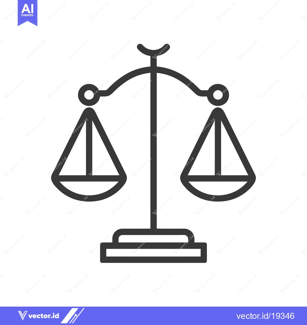 Premium Vector dari A simple black and white line drawing of a scale with two equal sides