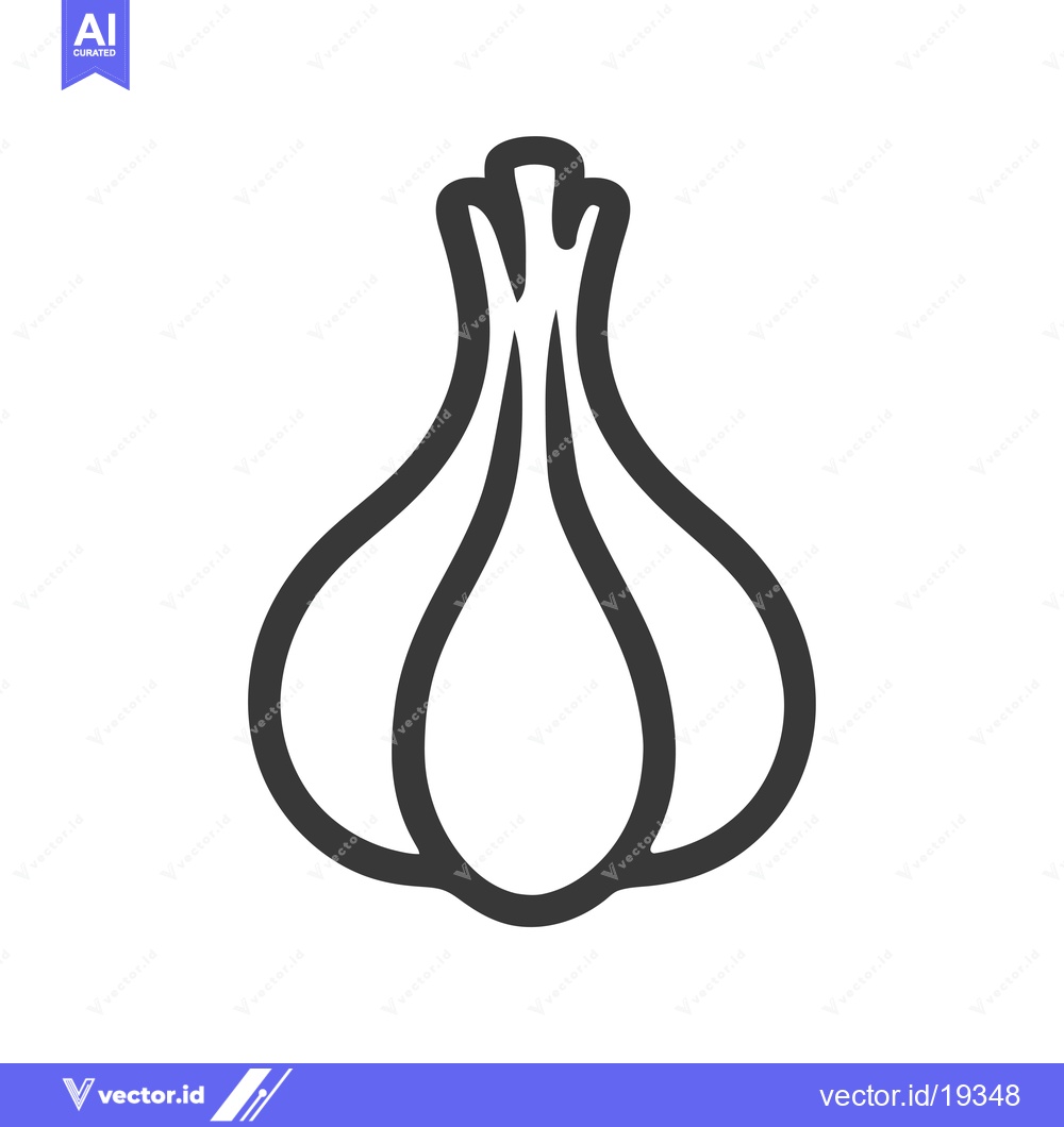 Premium Vector dari A Simple Black and White Line Drawing of a Single Garlic Bulb
