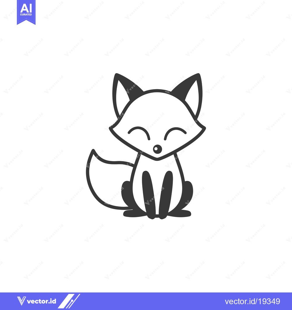 Premium Vector of A Simple Black and White Line Drawing of a Sitting Fox