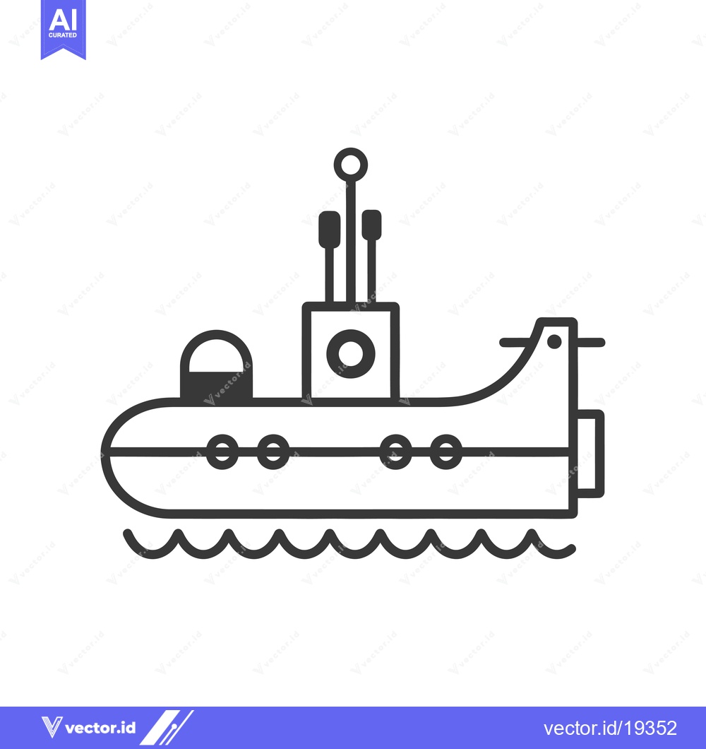 Premium Vector dari A simple black and white line drawing of a submarine