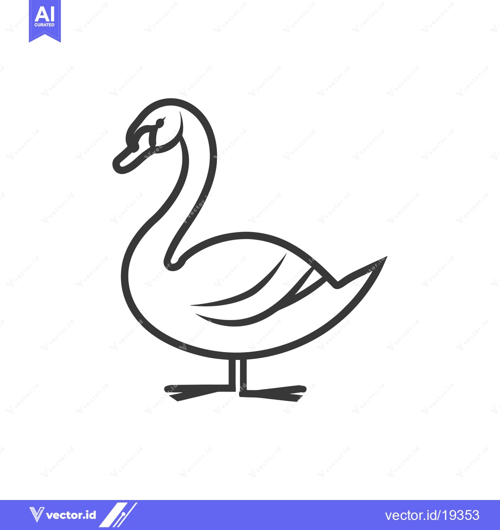 Premium Vector dari A simple black and white line drawing of a swan
